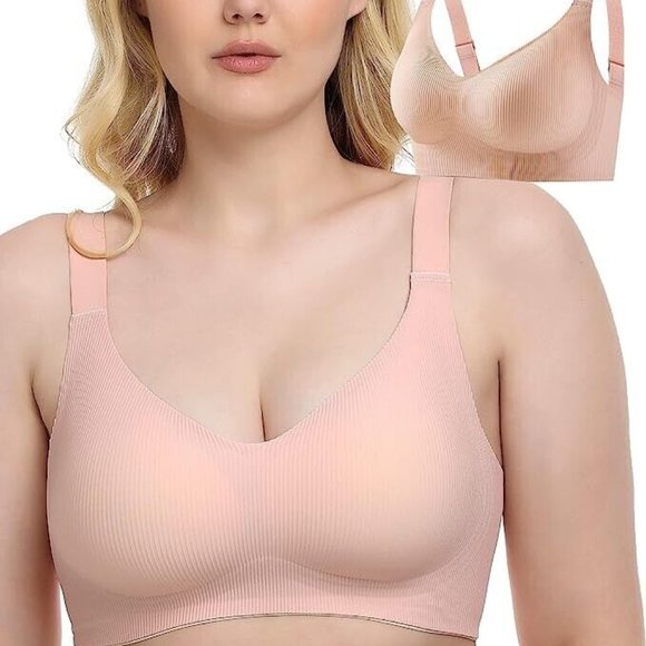 PRETTYWELL Bras for Women No Underwire Padded Wireless Bra Ribbed Seamless Bra M - Picture 1 of 6